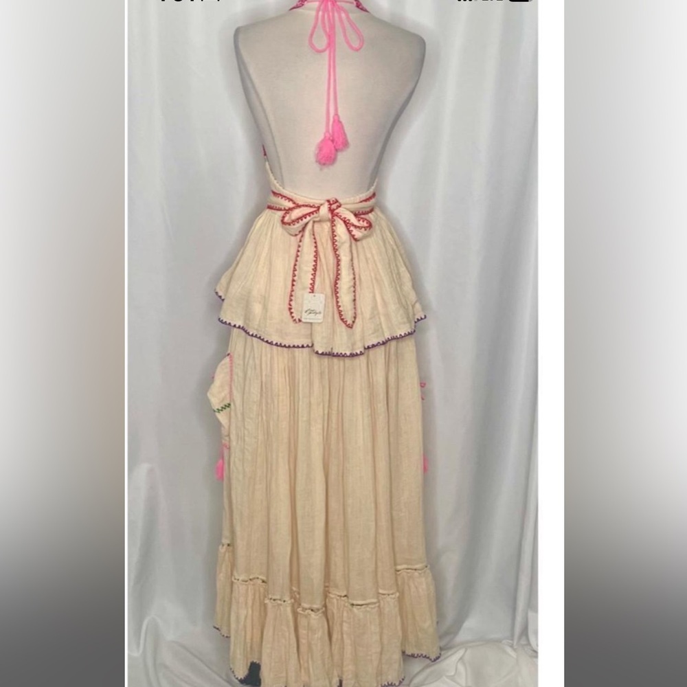 Free People Elegant Cream Maxi skirt set with Colorful Accents - Picture 7 of 9